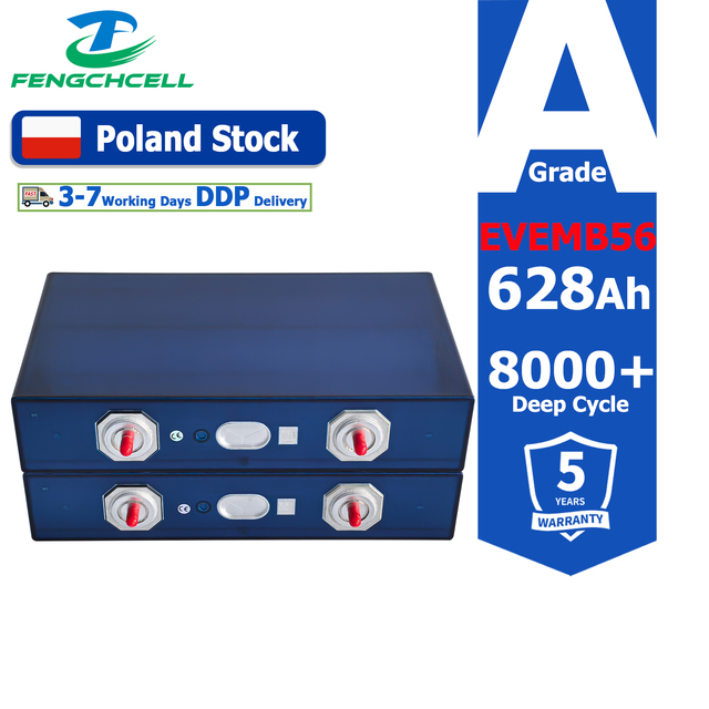 EU Stock New Arrival Battery 628Ah MB56 Lifepo4 Battery 3.2V Premium Grade a MB31 314Ah 320Ah MB56 560Ah Prismatic Battery Cells