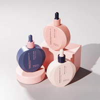Flacon compte-gouttes en verre élégant personnalisé de 50 ml, design créatif, paroi épaisse, pour sérum de soin de la peau, huile essentielle, parfum, huile capillaire