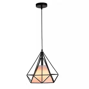 Lustre de teto nórdico com iluminação rústica, lustre geométrico preto para cozinha