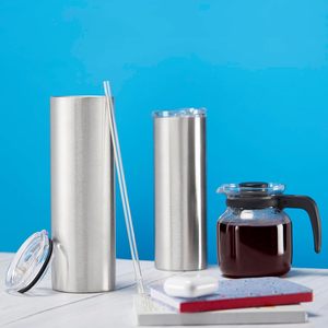 25 <b>Pack</b> Stainless Steel Skinny Tumblers Blank Bulk Straight Double Wall Insulated Tumbler with Lid and Straw for, DIY Gift - Product Image 6