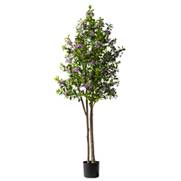 Vente chaude Pot Noir Myrte Pêche Fleur Branche Buis Arbre Artificiel En Plastique Verdure Plantes pour La Maison ou Le Bureau Décor