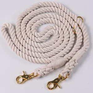 Custom Multicolor Double Ended Cotton Rope Dog Leashes Gradient Outdoor Running Adjustable Cotton Pet Dog Rope Leash