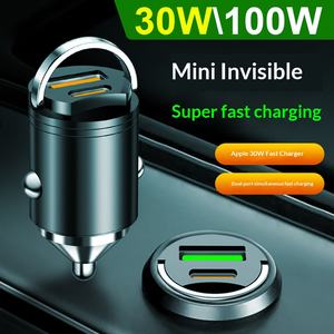 Cargador de <span class=keywords><strong>Coche</strong></span> Invisible de 100W con Doble Puerto, Adaptador de Encendedor de Cigarrillos con Carga Súper Rápida Oculta, Cargador Universal para Teléfono Móvil - Product Image 3