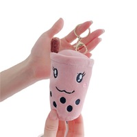 Porte-clés en peluche créatif en forme de tasse de thé au lait, petite poupée en peluche, breloque pour sac de mariage, jouet porte-clés