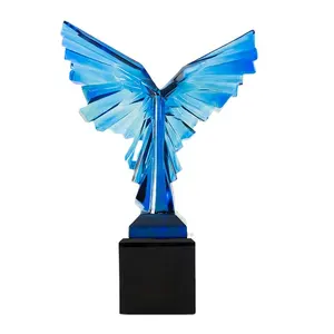 Jadevertu Liuli Crystal Trophy Personalized Custom Large Big Event Award Trophy Dream Wings Trophy