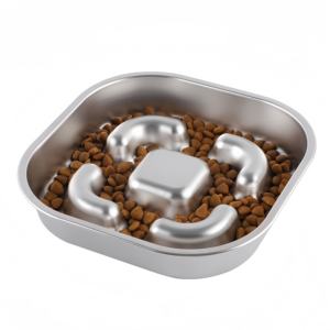 Venta al por Mayor de Comederos Ecológicos y Duraderos de Acero Inoxidable 304 para <span class=keywords><strong>Mascotas</strong></span>, Elegantes Cuadrados con Base Antideslizante para Alimentación Lenta - Product Image 3