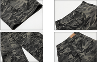 Jeans cargo droits en denim délavé camouflage, respirants, vintage, hiver, boutonnés, coupe scimitar, style streetwear, vente en gros