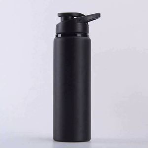 Gourde isotherme en acier inoxydable à double paroi, design minimaliste noir et bleu, avec couvercle, pour les voyages - Product Image 3