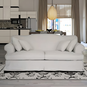 Meubles de style hamptons français tissu de lin plume de canard ensemble de canapé sectionnel confortable - Product Image 6