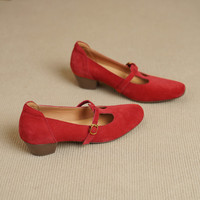 Chaussures Mary Jane pour femmes, talons compensés, confortables, respirantes, dessus en cuir véritable, sangle à boucle, tendance de la mode