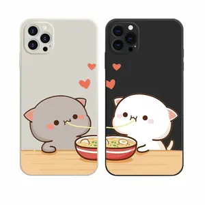 Fundas de teléfono de pareja de gatos divertidos de dibujos animados para IPhone 15 11 13 12 14 Pro Max 13Mini XR SE 15 14 Plus fundas para amantes Fundas bolsas