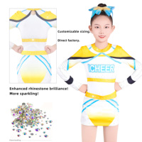 Justaucorps de gymnastique personnalisés pour filles, ensemble d'uniformes de cheerleading sur mesure, justaucorps confortable et scintillant avec strass pour la compétition