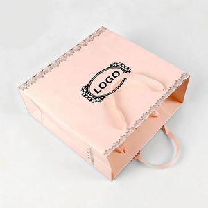 Sac en papier biodégradable en gros, logo personnalisé, sac en papier blanc avec poignée - Product Image 2