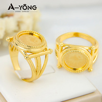 Bagues en cuivre, zircon et laiton de haute qualité, faites à la main, en forme de pièce de monnaie, bijoux en or 18 carats