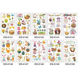 Tatuajes de <span class=keywords><strong>feliz</strong></span> Pascua para niños y niñas, huevos de conejito divertidos, tatuajes temporales, decoración de fiesta de Pascua, <span class=keywords><strong>tatuaje</strong></span> falso de Pascua, pegatina - Product Image 3