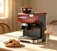 Machine à café électrique avec moulin à café intégré en acier inoxydable, pompe 19 bars, compatible multi-capsules, réservoir d'eau transparent de 2 L