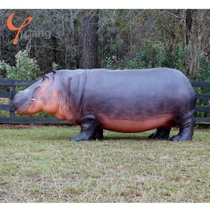 <span class=keywords><strong>Sculpture</strong></span> d'hippopotame en résine fibre de verre de style moderne personnalisée en usine, technique de peinture 3D, grand modèle animal - Product Image 2