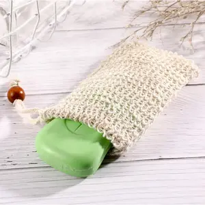 Soap Exfoliating Bags with Drawstring Sponge pouch Reusable Natural Soap Saver Hemp Linen Jute Pouch Sisal Soap Mesh Bag