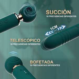 Vibratori a spinta ricaricabili potenti Av bacchetta magica 3 in1 che batte il clitoride G Spot stimolatore giocattoli sessuali Clit Sucker per le donne - Product Image 3