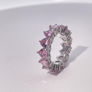 Anillo de Banda con Corazón Rosa Chapado en Cobre con Circonita de Tianyu Gems, Joyería de Moda Dulce para Mujer - Product Image 3