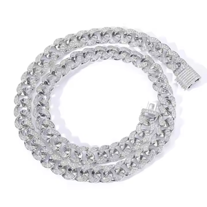 Luxury New Fashion Design 925 Sterling Silver 14mm Moissanite Cut Iced Cross <b>Infinity</b> Cuban Link Chain Necklace Hip Hop Style - Product Image 1