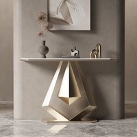 Table d'entrée minimaliste italienne en métal, style luxe léger, moderne, simple et créatif, meuble de couloir mural