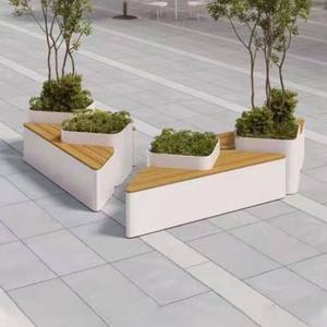 Banco de fibra de vidrio y madera Hy302648 para exteriores, silla de descanso pública para parques - Product Image 2