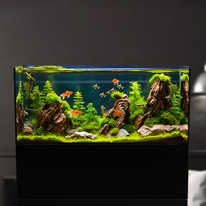 Aquarium Relaxlines avec Plaque de Couverture en PVC, Cuve en Verre Blanc et Filtre de Fond Intégré, Aquarium pour Poissons 100L-120L - Product Image 1