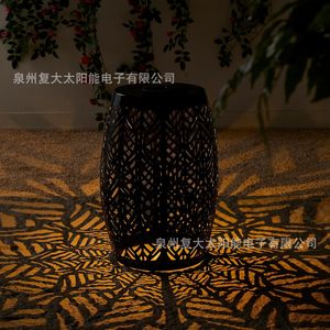 Solar Iron Patio <b>Stool</b> With Led Light Outdoor <b>Garden</b> Bench Contemporary Design Durable Metal Furniture - Product Image 4
