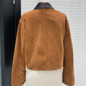 Veste en cuir véritable pour femme, manteau en cuir de mouton, veste en daim pour femme - Product Image 3