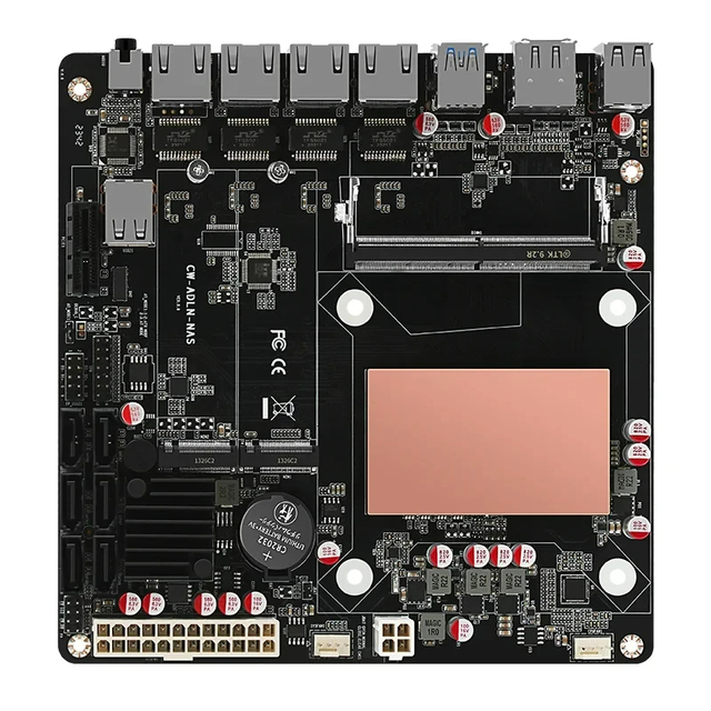 12th Gen NAS Motherboard 6-Bay I3-N305 N355 N100 N150 4xi226-V 2.5G 2*NVMe 6*SATA3.0 DDR5 PCIex1 Type-C Firewall ITX Mainboard