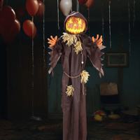 AROMA Décoration de sorcière suspendue de 1,80 m pour Halloween avec son, lumières et vibrations pour maisons hantées et fêtes