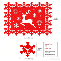 Joyeux Noël – Sous-verres et sets de table en feutre non tissé écologique de 2 mm d'épaisseur, motifs de dessins animés mignons, pour la décoration de la maison et des repas de Noël