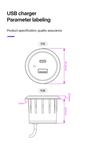Juego de sofás de diseño redondo <span class=keywords><strong>para</strong></span> muebles con puerto USB, enchufe de carga USB tipo C integrado <span class=keywords><strong>para</strong></span> muebles - Product Image 6