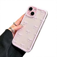 Coque de téléphone portable rose avec nœud papillon, compatible avec iPhone 17, antichoc, en silicone sculpté, motif dessin animé