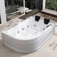 Baignoire de massage à remous de style européen, design japonais moderne, rectangulaire, en acrylique, portable, avec tablier, pour salle de bain intérieure, appartement, villa