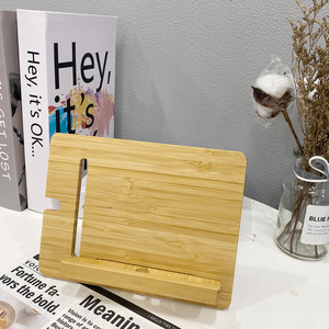 Bamboo Tablet <b>Stand</b> Adjustable Desktop Holder For Phone And Tablet Universal Simple Design Office Home Use - Product Image 2