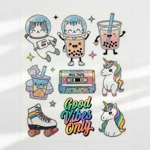 Para pegatinas holográficas personalizadas de <span class=keywords><strong>Vograce</strong></span>, calcomanías decorativas de vinilo impermeables - Product Image 1