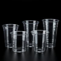 Gobelets en plastique PET à paroi simple, écologiques, jetables et personnalisés, avec couvercles à bulles pour boissons, thé au lait, café, jus - Tailles 16 oz