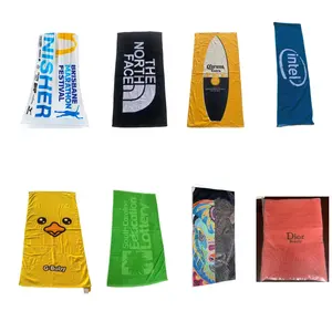 Serviette de plage en microfibre avec logo personnalisé, motif gaufré, pour sport