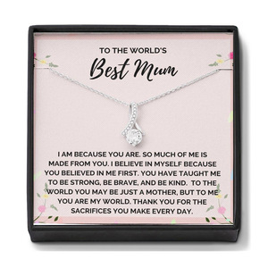 Collar con colgante de espiga de circón de diseño simple con caja de regalo y tarjeta de mensaje Regalo del Día de la madre para mi mejor mamá - Product Image 2