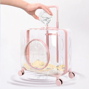 Transportín Transparente para Mascotas con Ruedas para Gatos y Perros, de Gran Capacidad, Color Rosa - Product Image 4