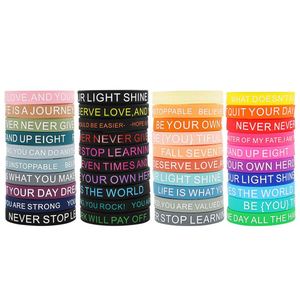 Motivational Inspirational Silicone Bracelet Positive Message Rubber Elastic Wristband Custom Logo Party <b>Gift</b> for Men Women - Product Image 1
