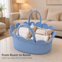 Panier à couches en corde de coton avec séparateur amovible, bord festonné et doublure en tissu pour le rangement de la chambre de bébé