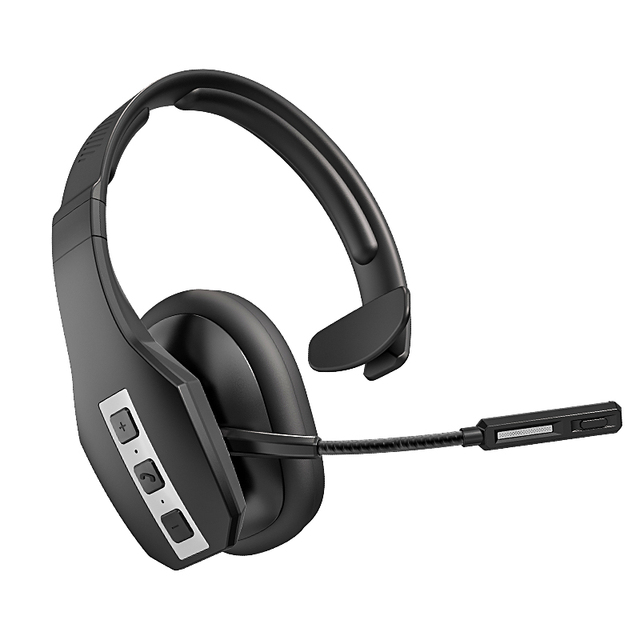 Qualcomm Trucker Wireless Headset With Microphone AI Noise Canceling on Ear Headphones Hands Free for Office Call Center Skype