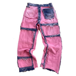 Haute Qualité Designer Violet Jeans Vintage Personnalisé Effet Guidon Denim Pantalon Baggy Bords Bruts Distressed Hommes Jeans Plus La Taille - Product Image 1