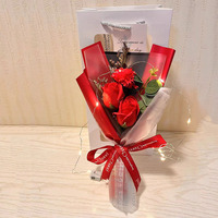 Cadeau pour la Journée de la Femme et la Journée des Diplômés pour petite amie - Petit bouquet de roses, fleurs éternelles, longue durée (3-5 ans), 35x16x10cm, sac cadeau