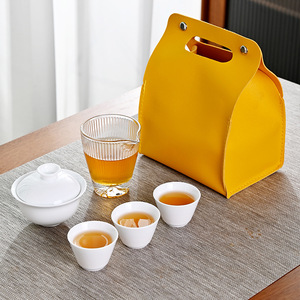 Juego <span class=keywords><strong>de</strong></span> Té <span class=keywords><strong>de</strong></span> Porcelana Blanca para Viaje, Gaiwan y Taza <span class=keywords><strong>de</strong></span> Cerámica Portátiles para Preparación Rápida, Tetera China para el Hogar y Viajes - Product Image 3