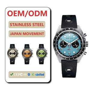 Reloj de Lujo para Hombre con Cronógrafo de Cuarzo, Taquímetro, Correa de Cuero, Caja de Acero Inoxidable y Esfera Analógica - Product Image 1