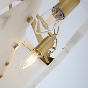 Luxury Brass Copper Alabaster Marble Pendant <b>Light</b> Two-Tier Rectangular Chandelier Dimmable LED <b>Dining</b> Room Hotel Lighting - Product Image 4
